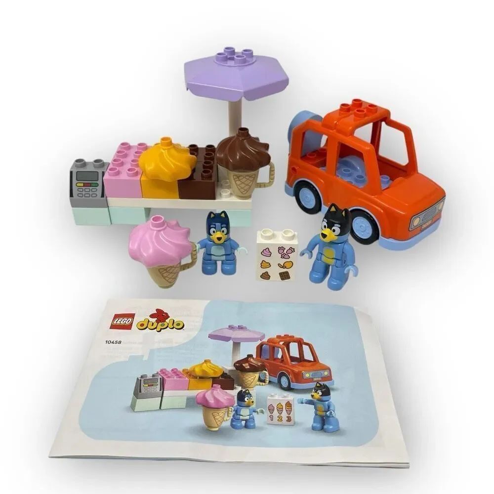 Lego Duplo 10458 Ice Cream Trip with Bluey 2025 Bandit & Bluey Figures Car Used